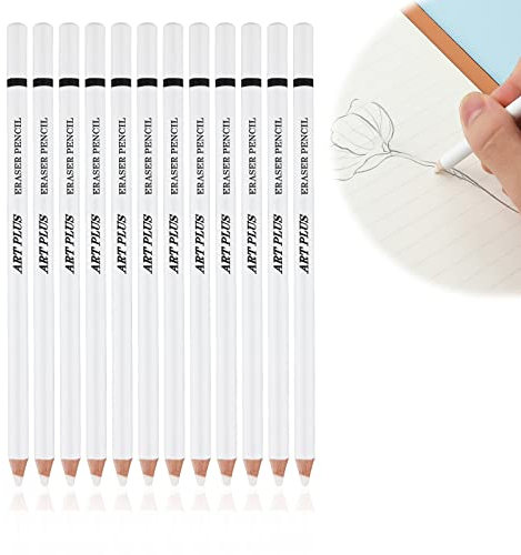LUTER 12pcs Crayons Gommes, Surbrillance Professionnelle Blanche Gomme à Peindre Portable en Bois Painting Eraser pour Artistes Croquis Effacement au Fusain Modifier les Détails de la Peinture