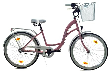 T&Y Trade 24 Zoll Kinder Mädchen City Fahrrad Mädchenfahrrad Bike Rad Nexus Nabenschaltung STVO Beleuchtung Reflex PINK mit Weiß 3 Gang