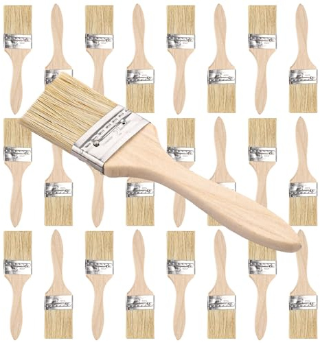 GBACHOOSE 24 Stück Pinselset 50 mm Malerpinsel mit Holzgriff, Borstenpinsel Set, Lasurpinsel, Flachpinsel für Farben, Lack, Malerei, Wand- und Möbelmalerei, DIY