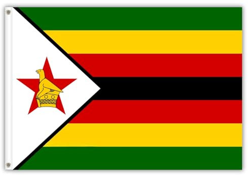3x5 Foot Zimbabwe Flag Brightly Coloured Zimbabwean Flag Celebration Parade Party Supplies Patio Decoration Holiday Double Suture