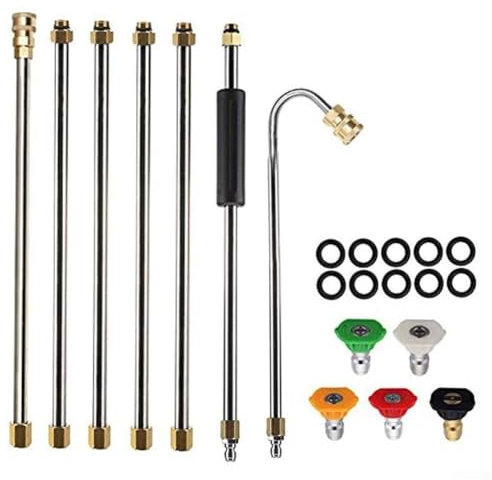 Oniissy Outil de nettoyage de gouttière, nettoyeur haute pression, lance de nettoyage de gouttière, buse de lance, pour nettoyer les gouttières et toits