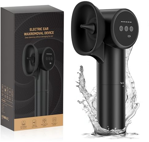 Ear Wax Removal Kit- Ear Cleaner with Hot Air Drying and Waste Water Tank,5 Water Pressure Modes for Safe & Effective Ear Cleaning and Earwax Removal (Black)