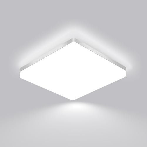 Comely Lampada da soffitto LED 30x30 cm, 48W Bianco Freddo 6500K, Plafoniera LED piatta bianca, IP44 impermeabile, Risparmio energetico, Per il bagno, Cucina, Ufficio, Corridoio, Soggiorno