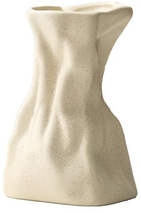En nordisk krämfärgad, oregelbundet formad tygvas for torkade blommor, finns i olika storlekar som passar for vardagsrum, skrivbord, vinskåp och som julklapp.(Beige,12 * 10.5 * 19.2cm)