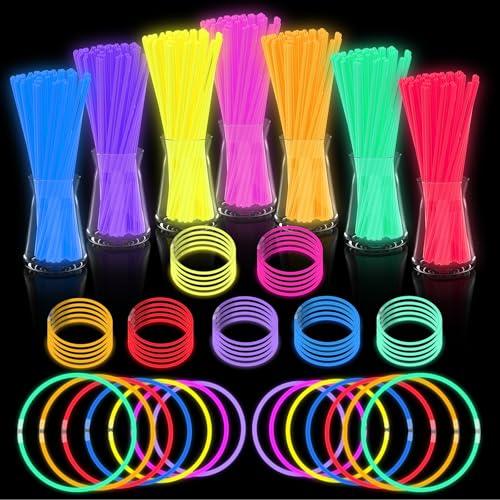 JICUICUI Confezione da 100 bastoncini fosforescenti, ultra luminosi, per feste, decorazioni per San Valentino, collane e braccialetti luminosi, con connettori