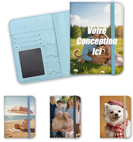 LOVEVEN Étui à Passeport Personnalisé en Cuir PU pour Hommes et Femmes