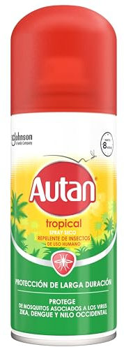 Autan Tropical Spray Secco, Insetto Repellente e Antizanzare Tigre, Comuni e Tropicali, 1 Confezione da 100 ml