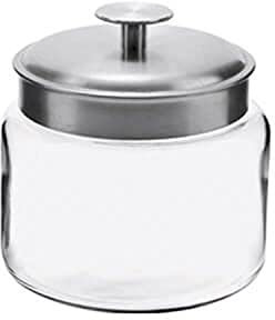 Anchor Hocking Montana Aluminium Storage Jar Glass, White, 17 x 17 x 17 cm