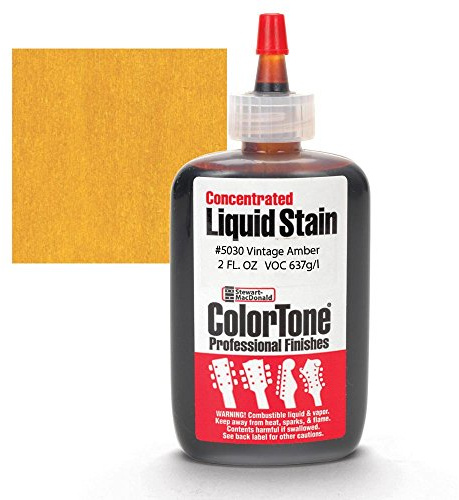 ColorTone Vintage Amber Concentrated Liquid Stain – Liquid Color Dye for Guitar & Bass Finishing, Grain‑Enhancing Wood Stain, 2oz Bottle