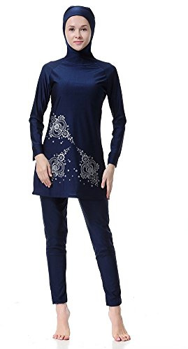 Wowdecor Muslimsk baddräkt för kvinnor och flickor, heltäckande burkini för simning, strandmode