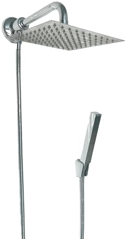 BAGNOCLIC | Set doccia completo con deviatore, braccio 30 cm, doccetta, flessibile, ottone cromato | Installazione facile, design moderno, resistente | Comfort e praticità bagno