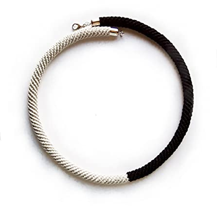 girocollo moderno geometrico, collana minimalista all'uncinetto