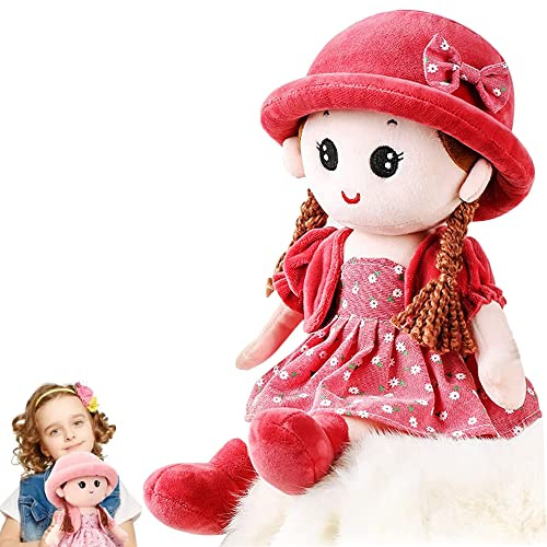 Poupée de Chiffon Fille Mignon Jouet en Peluche Bébé Douce Poupée Princesse Chapeau et Vêtements Détachables Bébé Douce Poupées Princesse Cadeau Pour Anniversaire de baptême Pour à Partir de 0 ans +