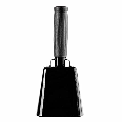 Steel Cow Bell with Handle - Cheering Bell and Loud Noise Maker for Sporting Events, Football Games, School, Farm - Black (8 inch)