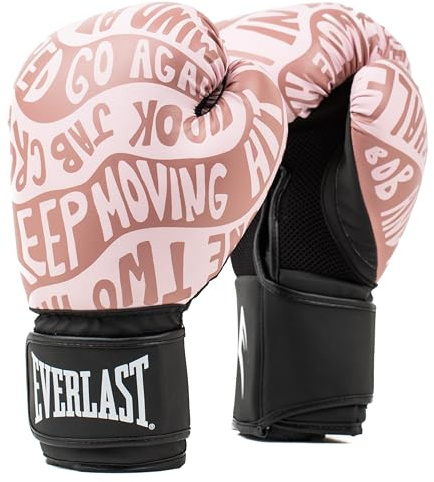 Guantes de Boxeo Everlast Spark 12oz, Oro Rosa de Cuero Sintético para Saco y Clases Fitness, Cierre de Velcro, Pulgar Ergonómico y Espuma Moldeada - Auténtico Everlast