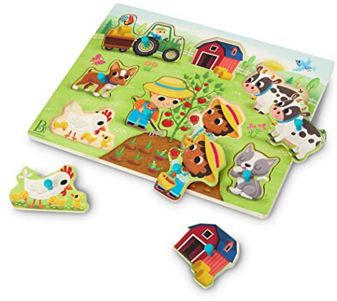 B. toys – Schauen & Erkunden – Scheune – Holzpuzzle – Bauernhof-Puzzle für Kleinkinder, Kinder – 8 Scheunenhof-Teile – Scheune, Tiere, Bauern & mehr – 2 Jahre +