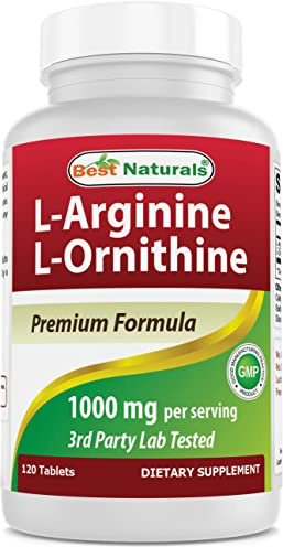 Best Naturals L-Arginine L-Ornithine - 1000mg per Serving - 120 Tablets - Non-GMO & Gluten Free (120 Count (Pack of 1))
