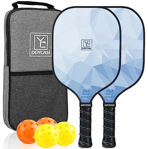Pickleball Paddles Set of 2, 2026 USAPA Approved Pickleball Set, Fiberglass Lightweight Pickle Ball Rackets 2 Pack, 2 Outdoor Pickleball, 2 Indoor Pickleball Balls, 1 Pickleball Bag for Women and Men