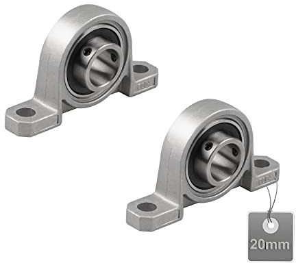 EXLECO 2-pack 20 mm stående lagerset höljslager, flänslager, horisontell zinklegering våglager, lagerbocken för axelmaskin, 3D-skrivare