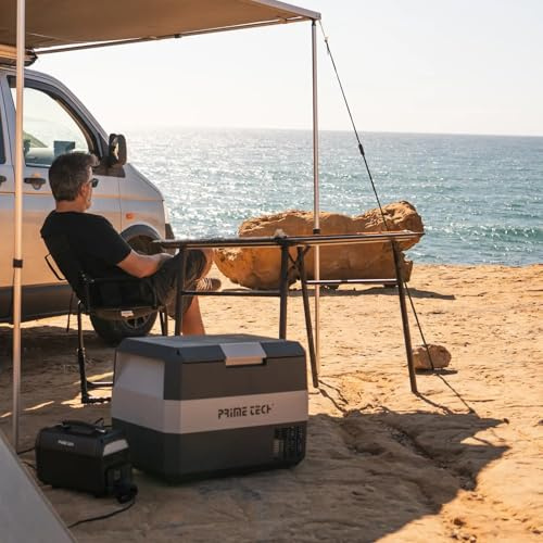 Prime Tech Kompressor-Kühlbox Eco-Line 25/30 Liter inkl. Solarpanel, bis -22 Grad, 12/24/230 V für Steckdose, Auto, LKW, PKW, Boot, Reisemobil (Kühlbox 25 l + Solarpanel) – DIVERSE Größen