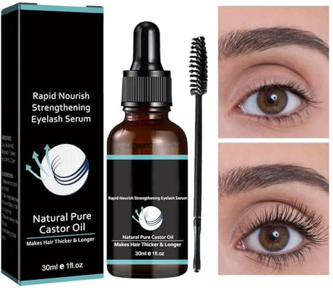 Rizinusöl für Wimpern, Wimpernstärkungsessenz, kaltgepresstes Bio-Rizinusöl, nährendes und natürliches Rizinusöl mit Mascara-Tube, für lange und dicke Wimpern und Augenbrauen Soydan