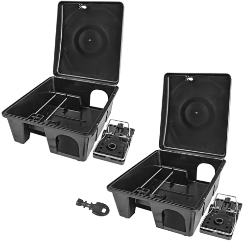 2X Köderstation Ratten Mäuse Köderbox Schlagfalle Garten Mausfalle Rattenköderbox Box Rattenfalle Rattenköderstation Kinder- Haustiersicher Koederbox Gift Petigi