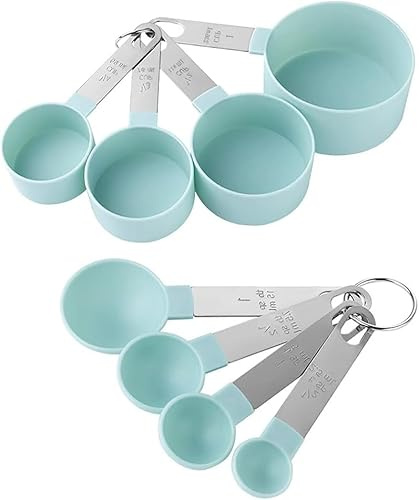 Measuring Spoon Set,Multifunctional Spoons for Measuring Solids and Liquids in The Kitchen, Blue, 8 Pack