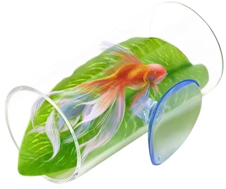 Tunnel tubo acrilico Betta Fish - Tunnel trasparente Betta con foglia | Betta Toys Shelter Hideaway con ventosa | Tubo di riposo per pesci Betta | per pesci Betta per acquario