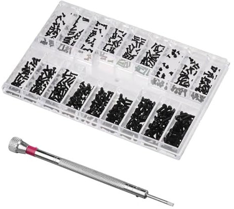 Viti Autofilettanti,Micro Viti,Viti Occhiali,Set di Mini Viti Autofilettanti,Set di Viti Piccole,Viti per Occhiali Kit Riparazione,con Cacciavite,per Riparazione di Occhiali,Orologi,Laptop,500 Pezzi
