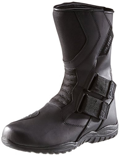 Protectwear TB-ALH-47 Motorradstiefel, Tourenstiefel, Allroundstiefel aus schwarzem Leder mit Klettverschluss, Größe 47, Schwarz