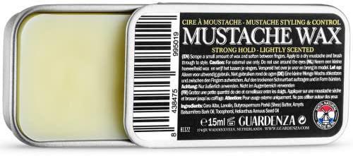 Guardenza Schnurrbartwachs - MUSTACHE WAX - Sehr starker Halt - Ganz natürlich 15ml - Schnurrbartwachs für Styling & Kontrolle
