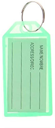 Plastnyckeletiketter nyckelbricka plast bagage namn ID-etikett med delad ring etikett fönster pappersetikett inlägg för nycklar, bagage, personliga föremål 5.5x2.8cm/2.17x1.1 gRÖN