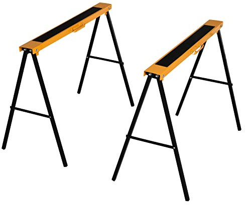 HOMCOM Cavalletto da lavoro, cavalletto, cavalletto, pieghevole, antiscivolo, acciaio, arancione, nero, 99,5 x 50 x 78 cm, portata 125 kg