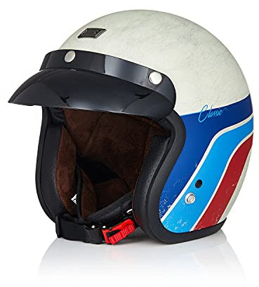 ORIGINE Motorradhelm Jethelm Vintage Rollerhelm Retro ECE-Zertifizierung (Classic Vintage White,XL)