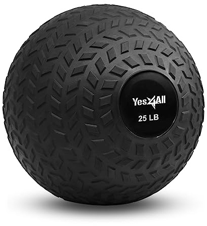 Yes4All Balón Medicinal Mejorado de 25 Libras para Ejercicio, Fuerza, Entrenamiento de Potencia, Pelota de Entrenamiento, Pelota con Peso, Pelota de Ejercicio, Color Negro