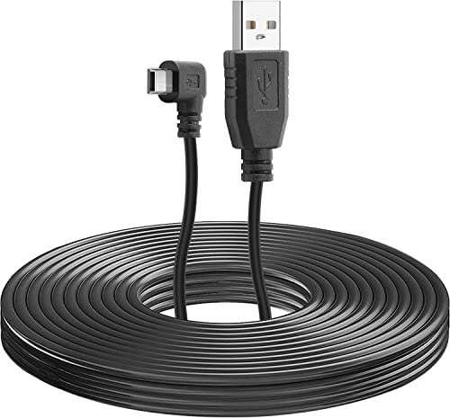 ARIFAYZ Mini USB Charging Cable for Q3 Dash Cam, USB 2.0 A-Male to Mini-B Car Vehicle Power Charger Adapter Cord for Dash Cam Rearview Mirror Cam Backup Camera (11.5FT, Left Angle)