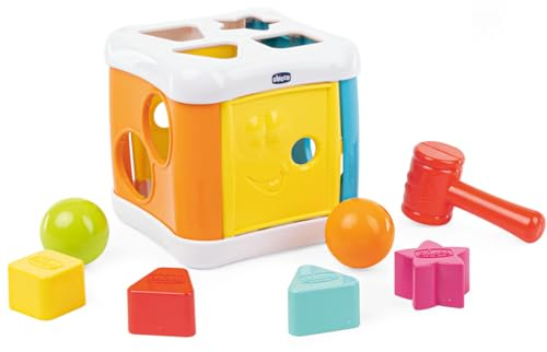 Chicco Meine erste Batterie, Elektronisches Musikspiel, Zwei Trommeln und EIN Becken, 2 Trommelstöcke enthalten, über 35 Klänge und Melodien, 5 Lautstärkestufen, farbige Lichter, 3 Spielmodi, 18-36m