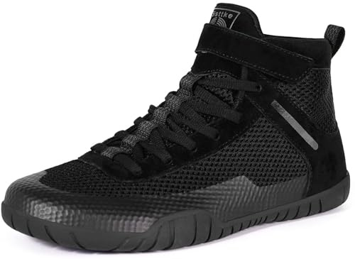 Wrestling Shoes Mens Boxing Shoe Fitness Weightlifting Powerlifting Zero Drop Sole Black,12 Wide