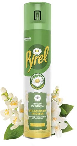 Pyrel Aérosol Répulsif Moustiques - Anti-Moustiques - Senteur Jasmin - Protection Longue Durée - 1 Aérosol