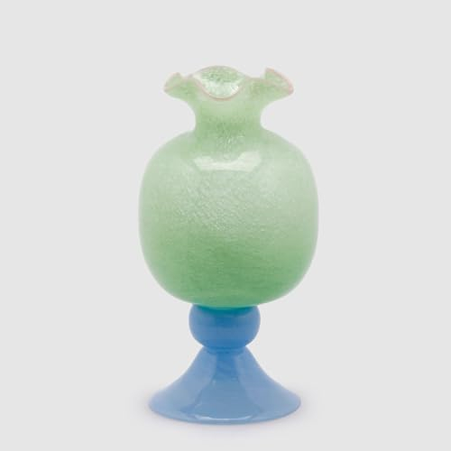 EDG Enzo De Gasperi Vaso Tulipani in Vetro 30cm Verde e Blu
