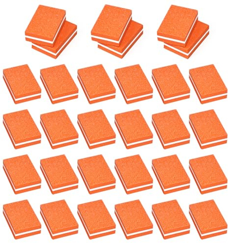 YPYMOD 30 Piezas Pulidor Uñas, Bloque de Lima Para Uñas Taco Pulidor Uñas Doble Cara Grano, Uñas Profesional Lima Pulidora Uñas Lavable para Uñas Gel y Acrílico(Naranja)