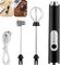 PQETBV Wiederaufladbarer Milchaufschäumer, Handheld Milchschäumer Stab für Kaffee, Electric Milk Frother für Kaffee, Cappuccino, Milchkaffee, heiße Schokolade (Zwei Arten von Mischköpfen)