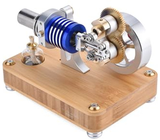 CreativeBlocker Stirlingmotor modelo adulto – Enjomor Motor Stirling de metal que funciona con lámparas de alcohol, modelo rombico de máquina de vapor de aire caliente, caja de experimentos, regalo