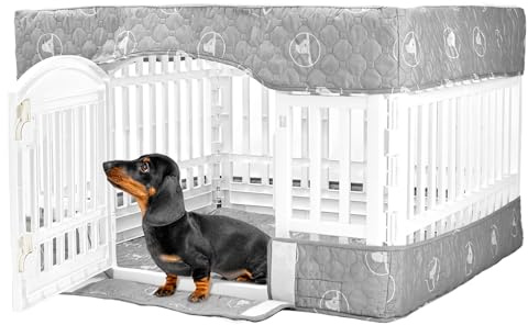 PJYuCien Dog Playpen Bottom Pad and Cover Fits for 36 Inch 4 Panels Exercise Pet Pen,Grey
