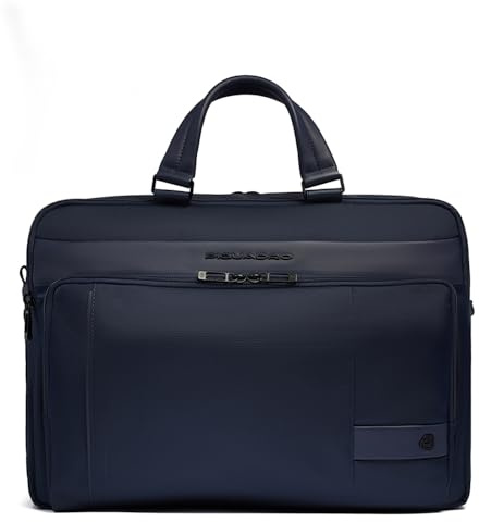 PIQUADRO - Borsa Lavoro Porta PC 15,6 in Pelle e Tessuto - Uomo - Blu