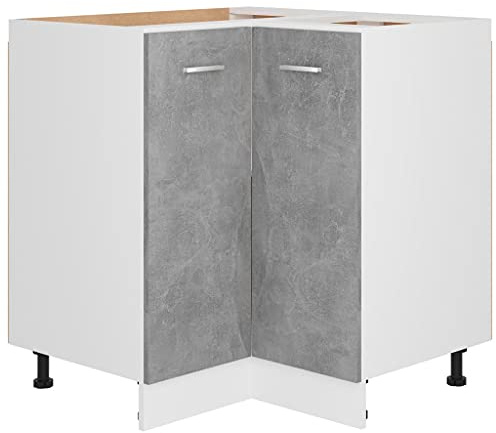Tomostar Meuble d'angle Bas Cuisine, Armoire de Plancher d'angle Lyon Gris béton 75,5x75,5x81,5 cm