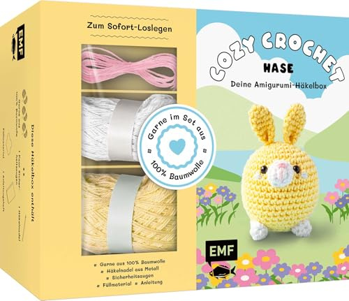 Cozy Crochet - Deine Amigurumi-Häkelbox: Hase: Mit Anleitungs-Booklet und allen Materialien: Garn (100% Baumwolle, 3 Farben), Häkelnadel, Füllwatte, Sicherheitsaugen. Für deine kreative Me-Time!