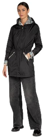 Y-DRY Parka Impermeabile e Antivento, Ripiegabile con Custodia, Giacca Antipioggia con Cappuccio e Coulisse Regolabile, Traspirante e Leggero (IT, Testo, L, Regular, Regular, Black - Tabacco)