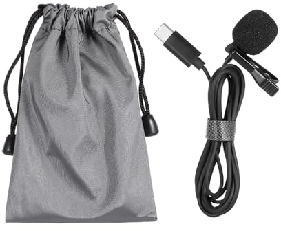 Yosoo Health Gear Lavalier-mikrofon, Kondensatormikrofon Av Typ C med Rundstrålande Pickup, Bop-svamp och Klämma, 1,5 M Kabel, Brusreducering för Videoinspelning Podcast Online Class