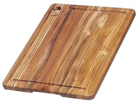 Teakhaus Teak Cutting Board - Rectangle Edge Grain Board With Corner Hole And Juice Canal (16 x 12 x .5 in.)